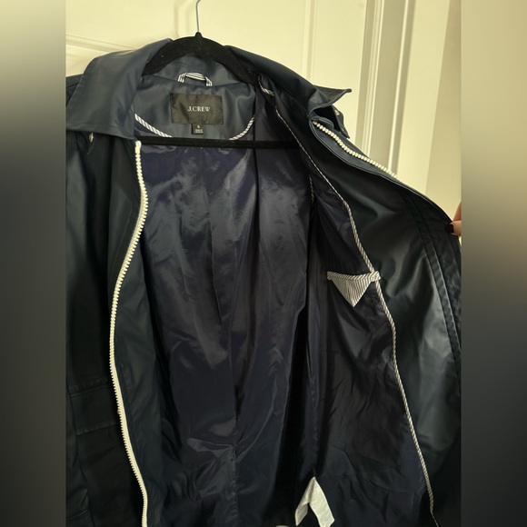 J.Crew Navy Hooded Raincoat Women’s S Water-Resistant Jacket - Picture 8 of 8